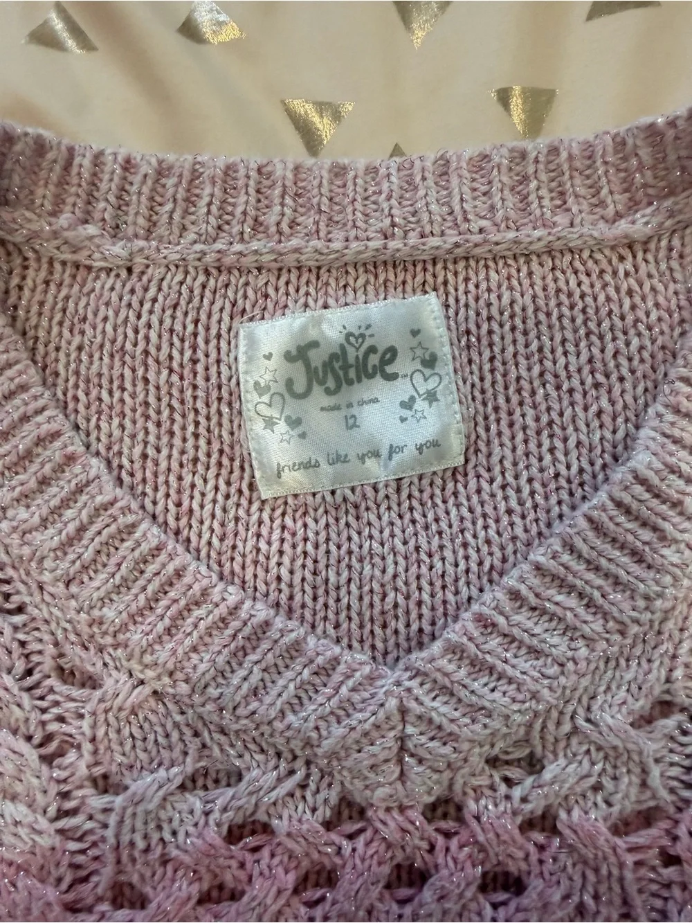 Justice Pink Ombre Cable Knit Sweater